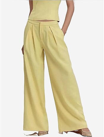 Pantalon long à jambes larges plissées