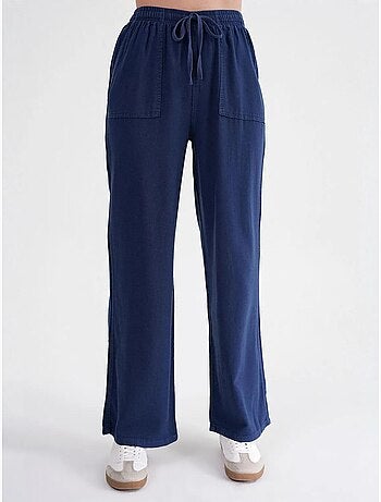 Pantalon long à taille élastique et jambe droite pour femme mixray