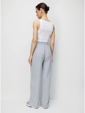 Pantalon long à taille élastique et jambe droite pour femme mixray