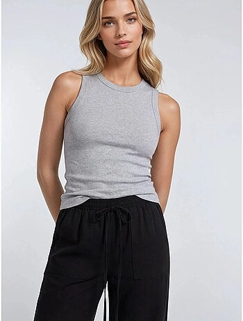 Pantalon long à taille élastique et jambe droite pour femme mixray
