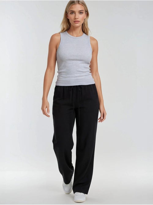 Pantalon long à taille élastique et jambe droite pour femme mixray - Kiabi Pantalon long à taille élastique et jambe droite pour femme mixray - Kiabi
