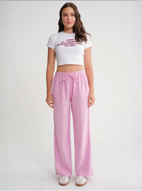 Pantalon long à taille élastique et jambe droite pour femme mixray - Kiabi Pantalon long à taille élastique et jambe droite pour femme mixray - Kiabi