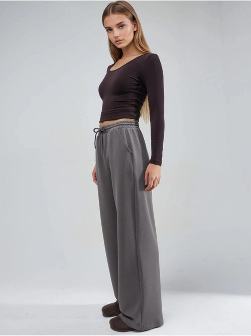 Pantalon long côtelé à taille élastiquée avec cordon de serrage busem - Kiabi