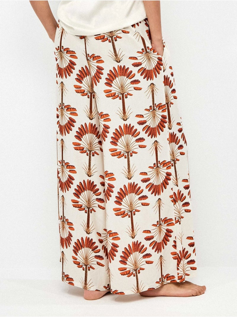 Pantalon long jambe large imprimé palmiers Multicolore - Kiabi