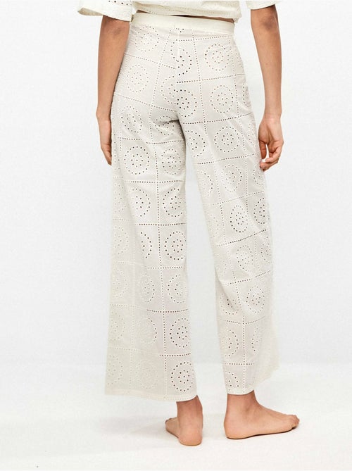 Pantalon long large en tissu brodé - Kiabi