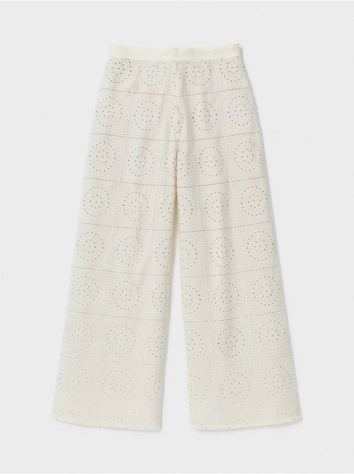 Pantalon long large en tissu brodé - Kiabi