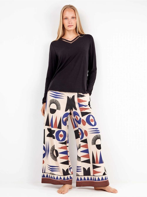 Pantalon long motifs géométriques - Kiabi