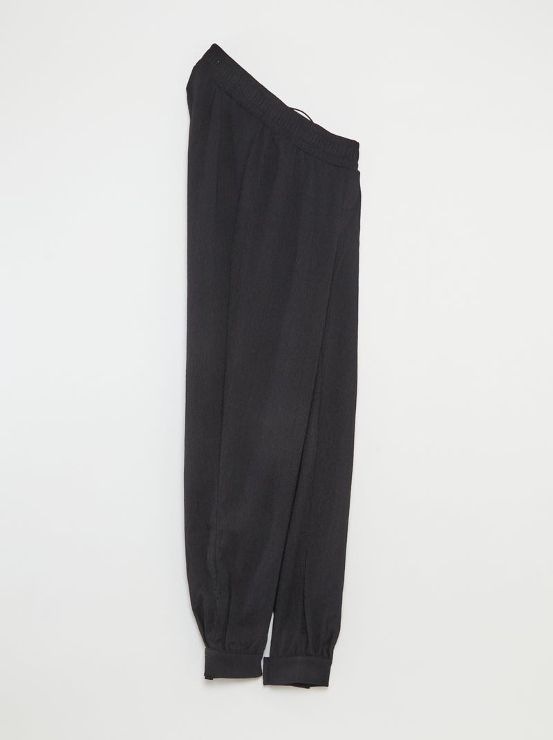 Pantalon maille crêpe - collection facile à enfiler Noir - Kiabi