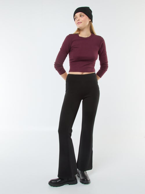 Pantalon maille lourde et douce coupe bootcut - Kiabi