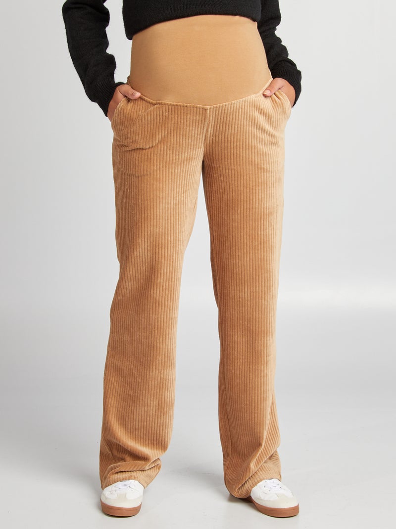 Pantalon maternité velours côtelé Beige - Kiabi