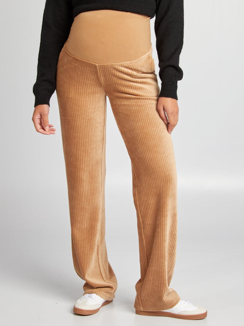 Pantalon maternité velours côtelé Beige - Kiabi