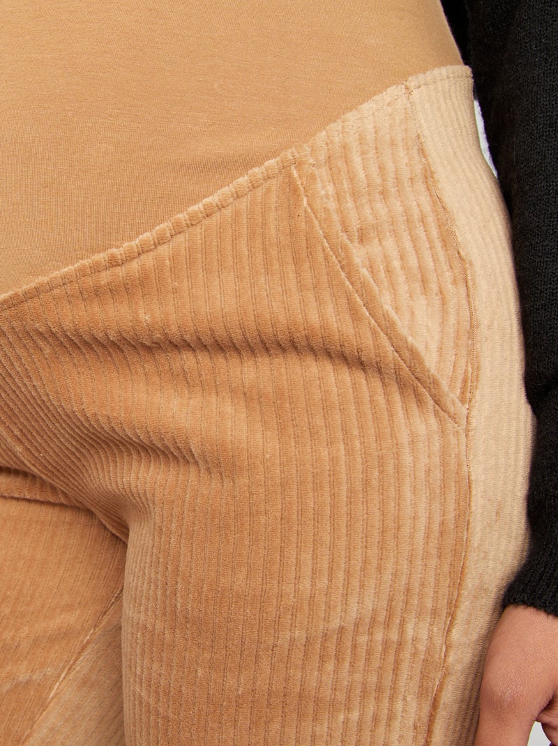 Pantalon maternité velours côtelé Beige - Kiabi
