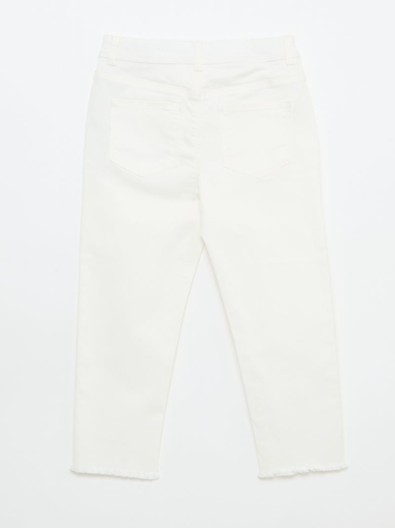Pantalon met afgesneden randen Wit - Kiabi