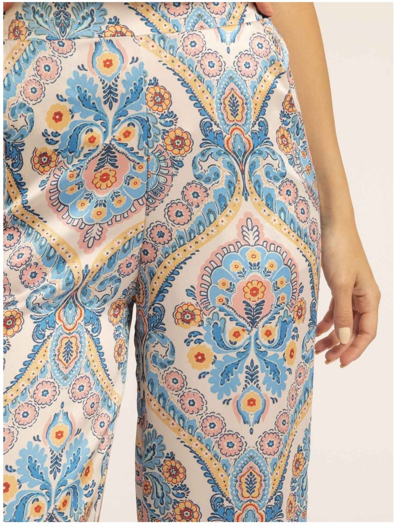 Pantalon motifs edma Bleu - Kiabi