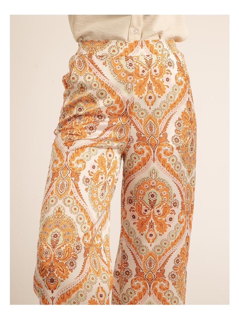 Pantalon motifs edma Orange - Kiabi