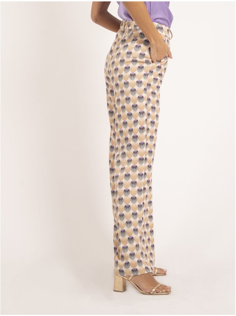 Pantalon motifs ethana Beige - Kiabi