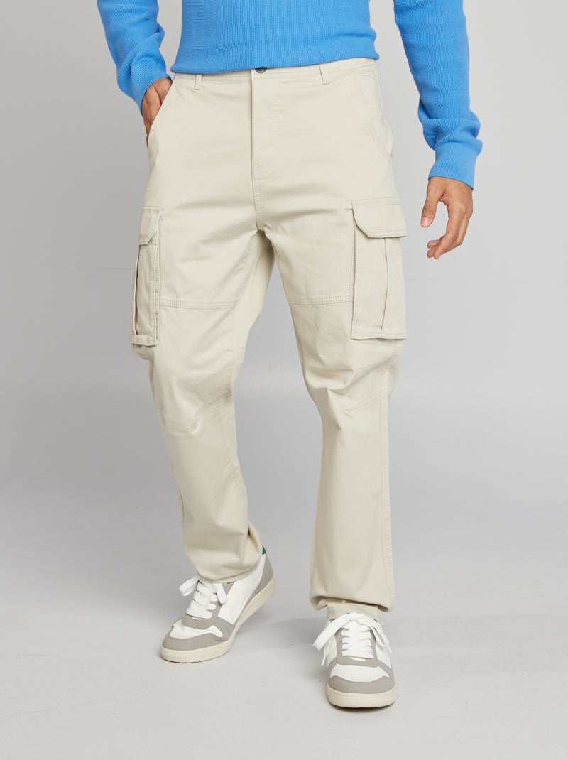 Pantalon multi-poches en dobby Beige - Kiabi