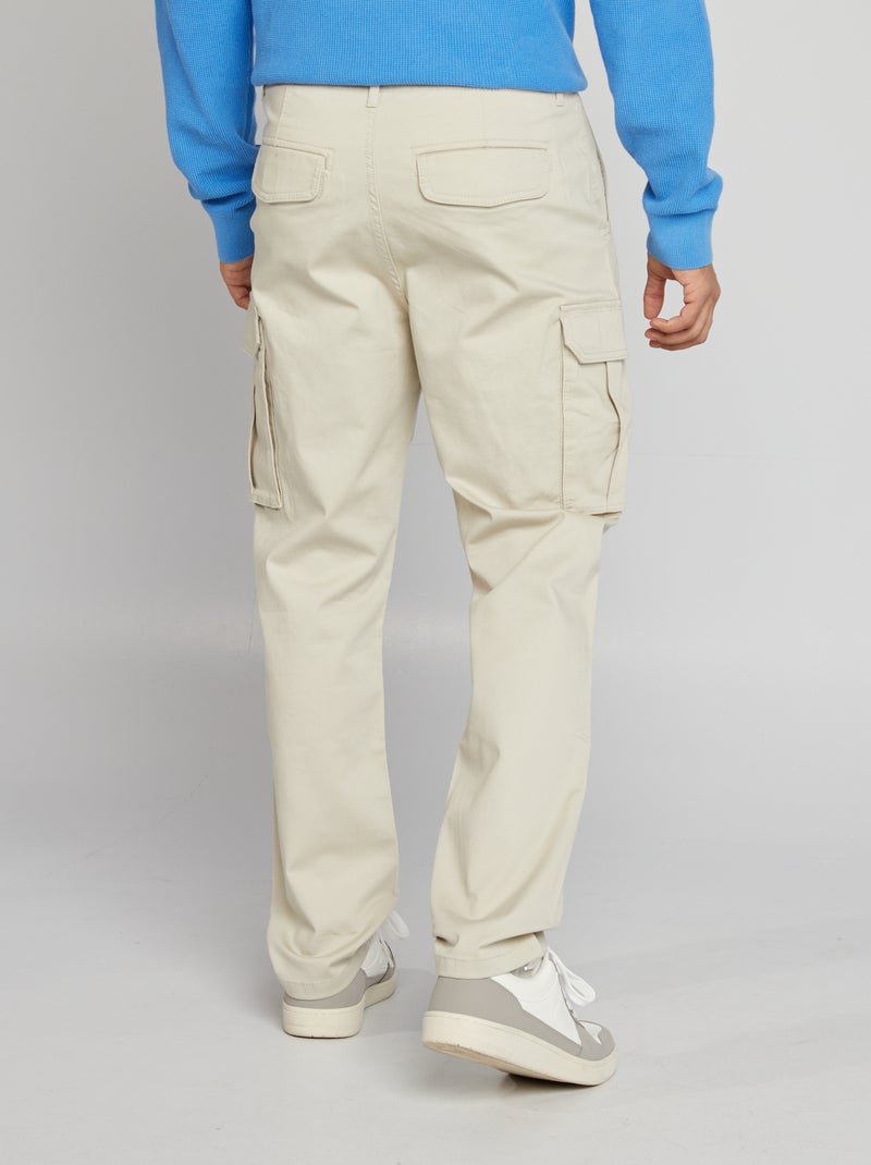 Pantalon multi-poches en dobby Beige - Kiabi