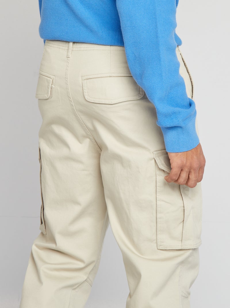Pantalon multi-poches en dobby Beige - Kiabi