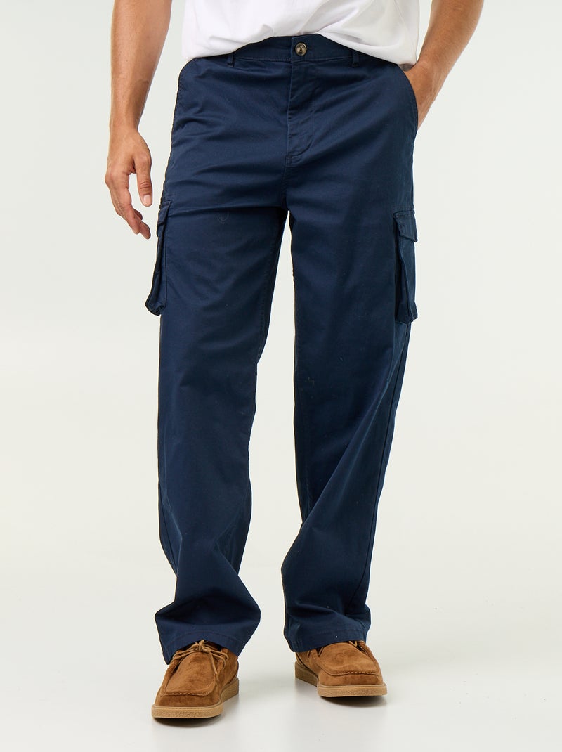 Pantalon multipoche regular fit Bleu - Kiabi