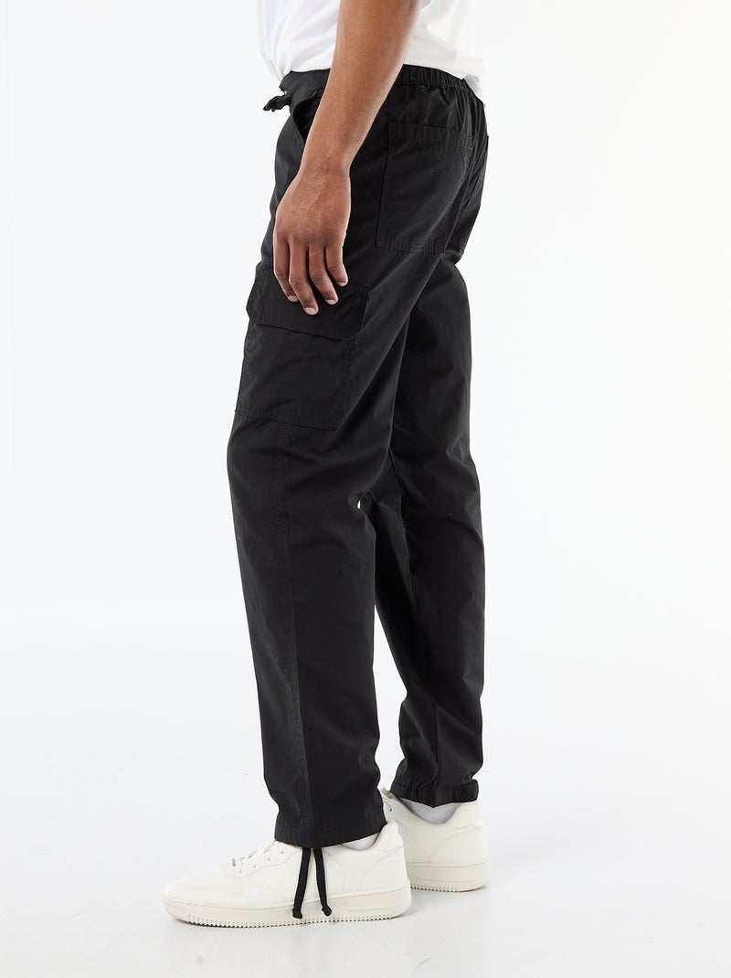 Pantalon multipoche regular fit Noir - Kiabi