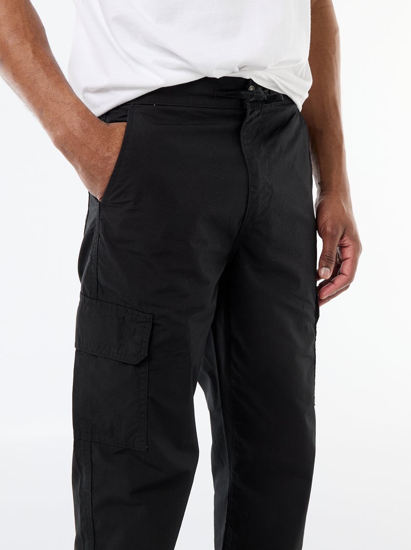 Pantalon multipoche regular fit Noir - Kiabi