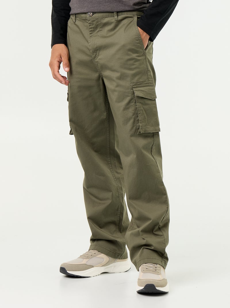 Pantalon multipoche regular fit Vert - Kiabi