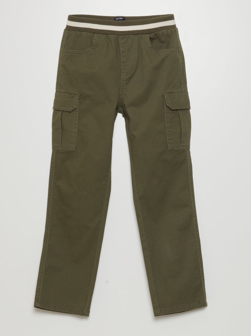 Pantalon multipoches - Coupe + ajustée Kaki - Kiabi