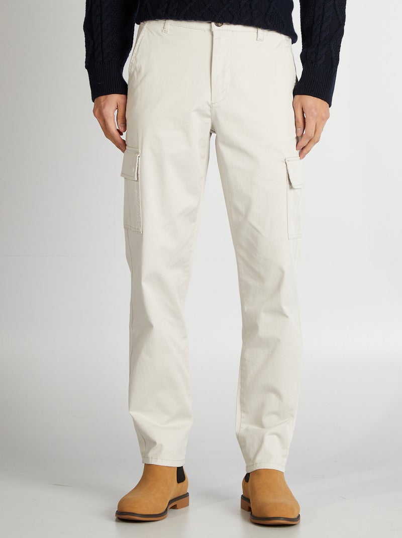 Pantalon multipoches coupe droite Gris - Kiabi