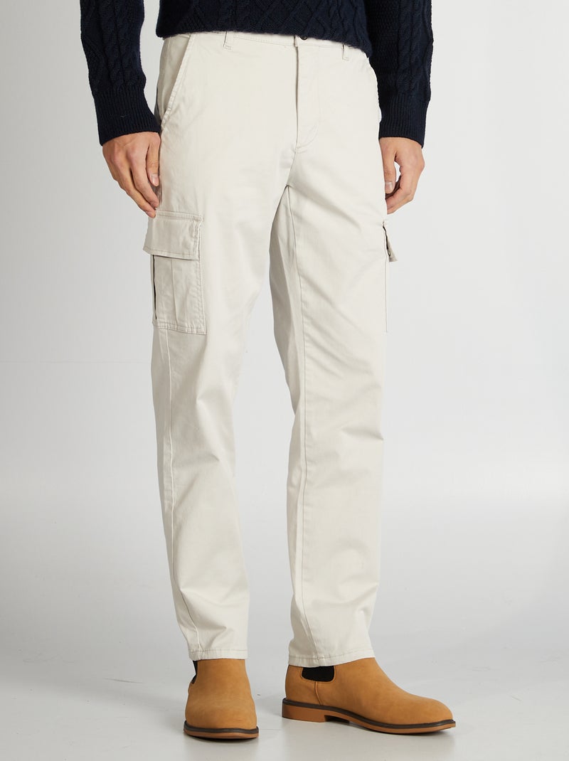 Pantalon multipoches coupe droite Gris - Kiabi