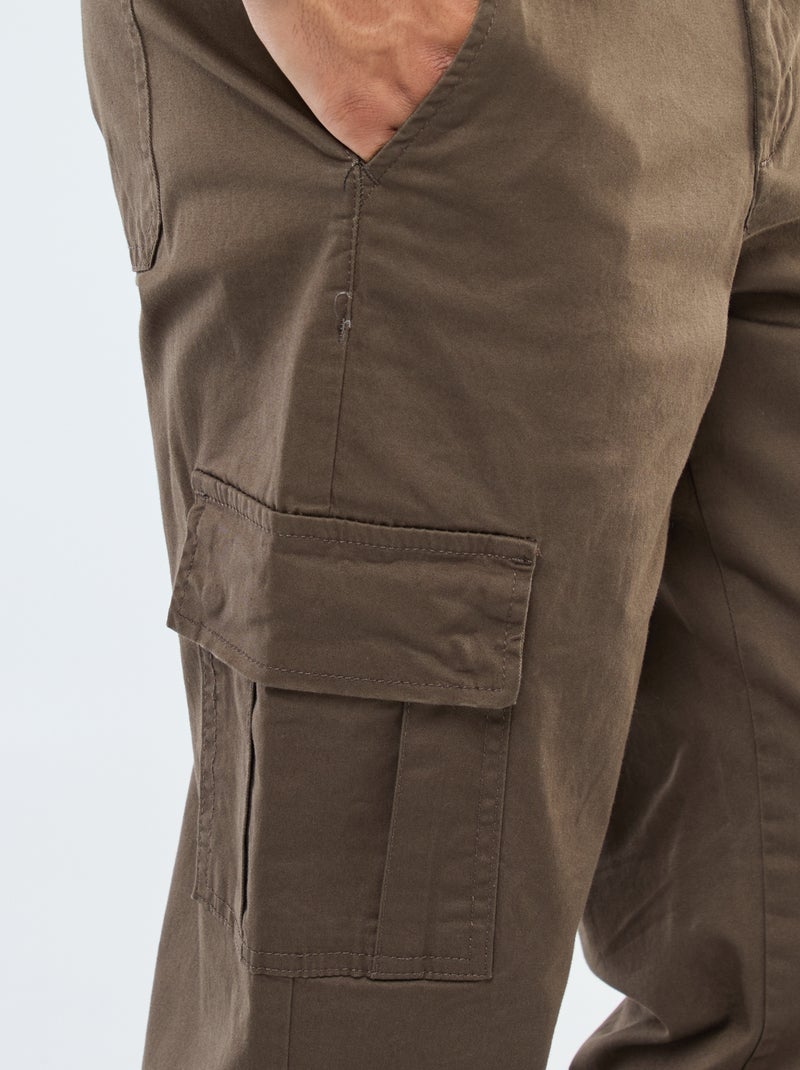 Pantalon multipoches coupe droite Marron - Kiabi