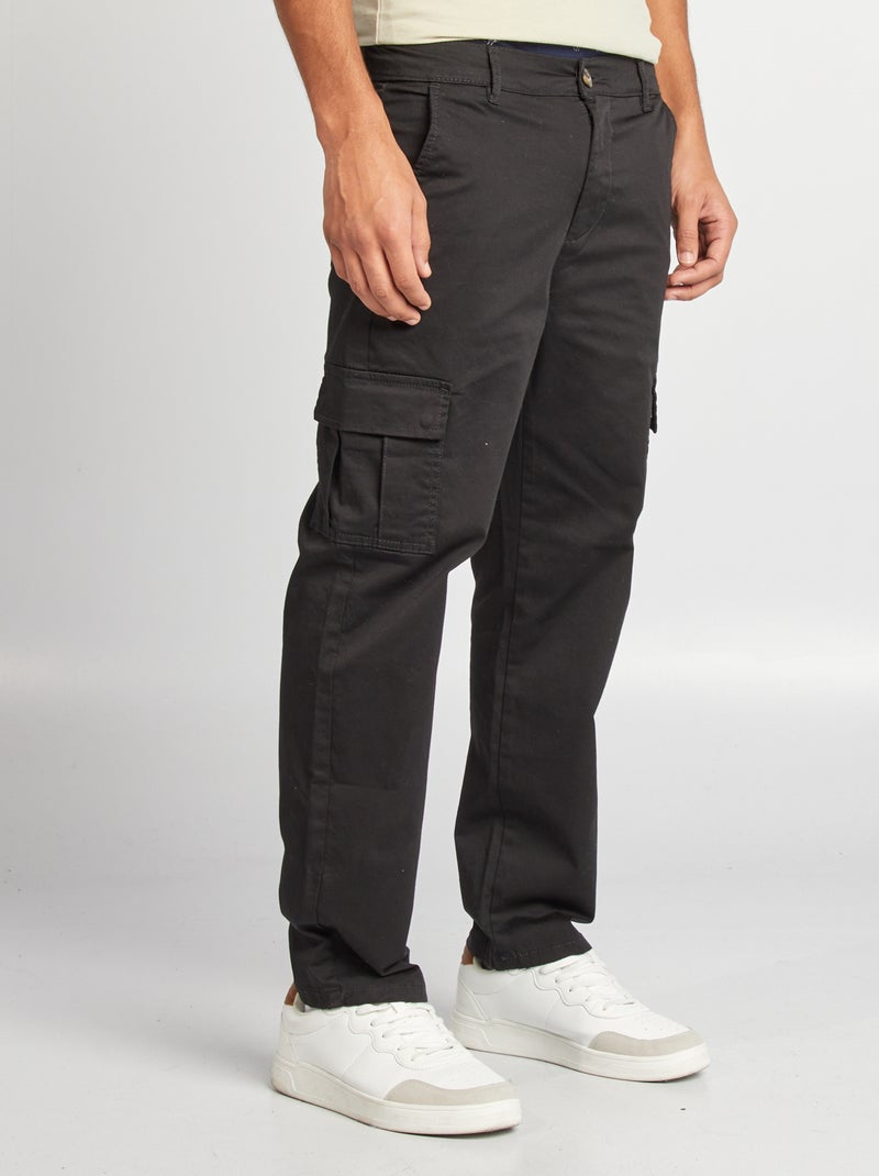 Pantalon multipoches coupe droite noir - Kiabi