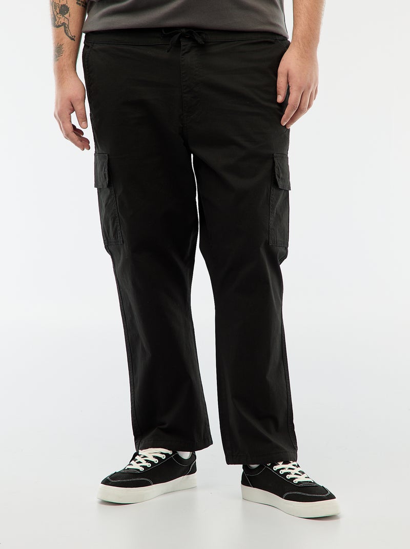 Pantalon multipoches coupe droite / regular fit Noir - Kiabi