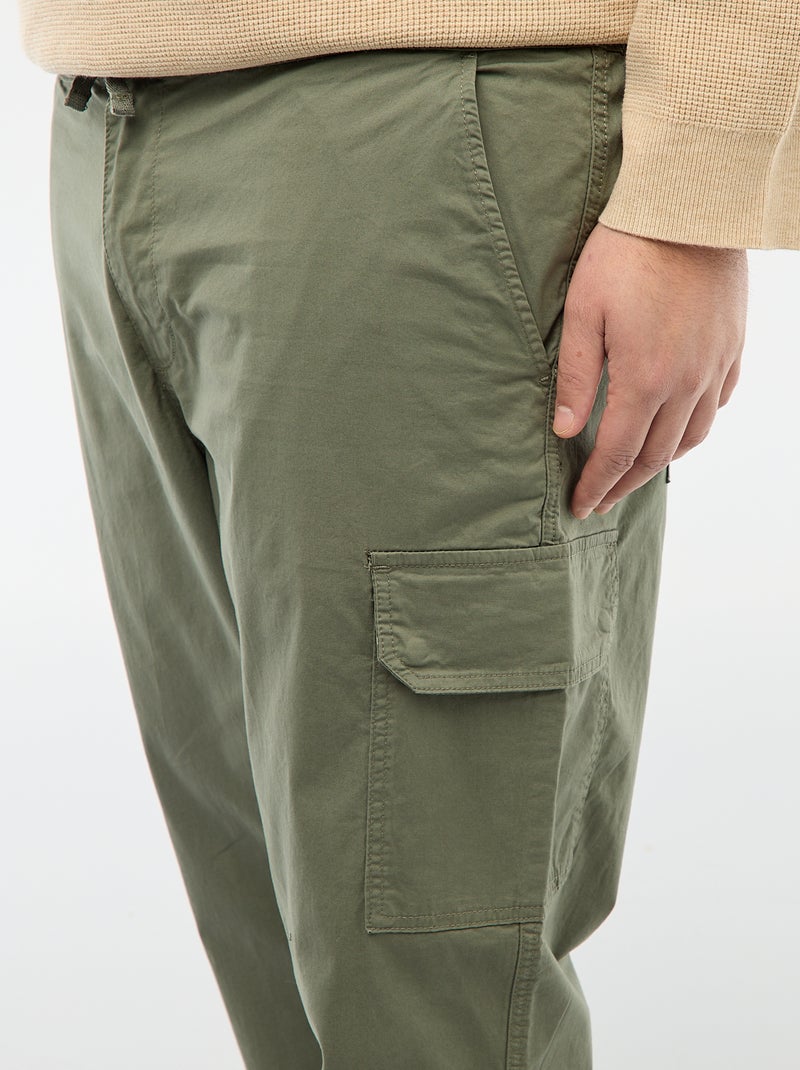 Pantalon multipoches coupe droite / regular fit Vert - Kiabi