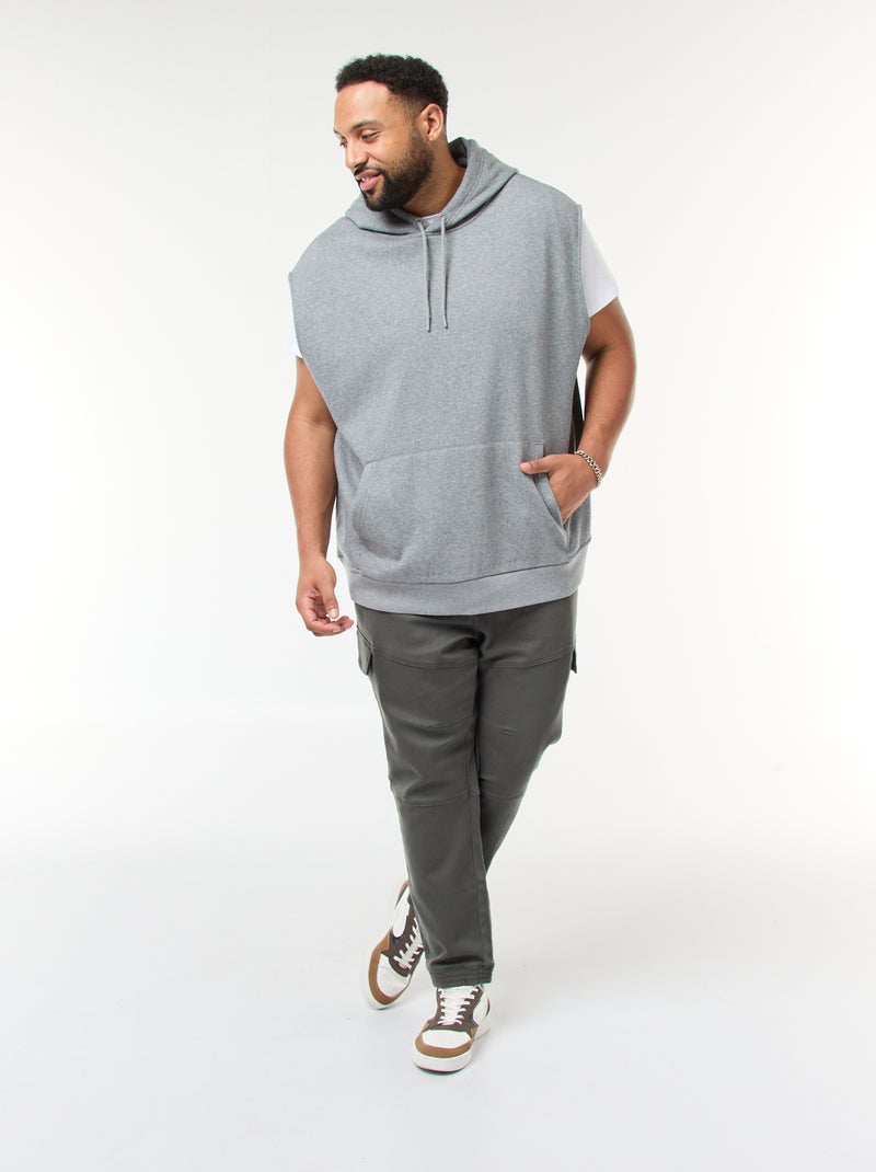 Pantalon multipoches uni avec ceinture élastiquée Kaki - Kiabi
