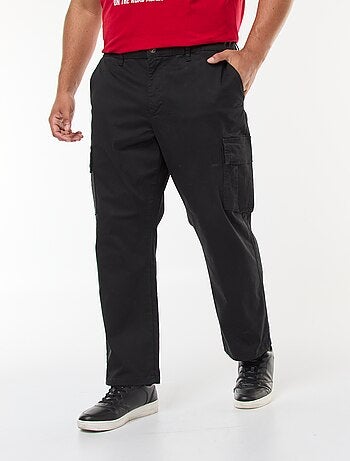 Pantalon multipoches uni avec passant pour ceinture