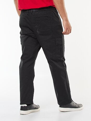 Pantalon multipoches uni avec passant pour ceinture