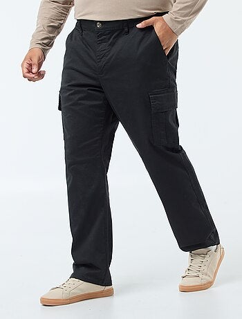 Pantalon multipoches uni avec passant pour ceinture