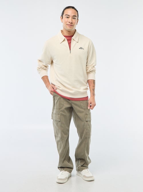 Pantalon multipoches uni coupe droite / Regular Fit - Kiabi