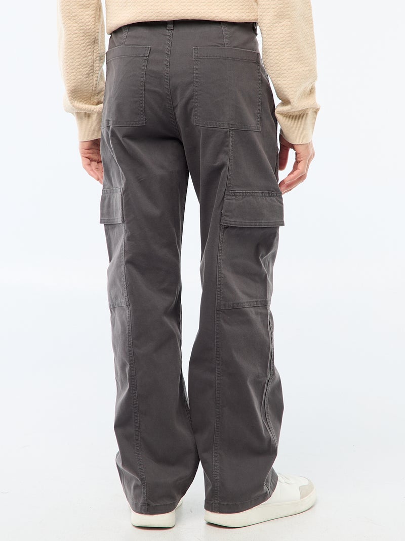 Pantalon multipoches uni coupe droite / Regular Fit Noir - Kiabi