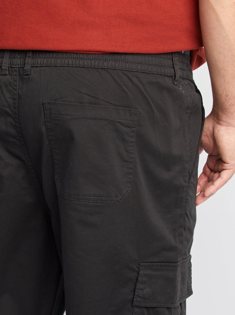 Pantalon multipoches uni Noir - Kiabi