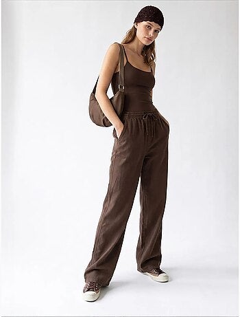 Pantalon palazzo à jambe large en tencel mixray