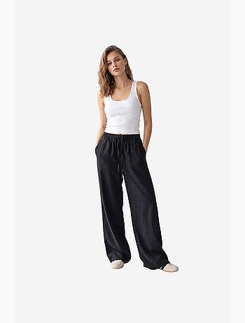 Pantalon palazzo à jambe large en tencel mixray