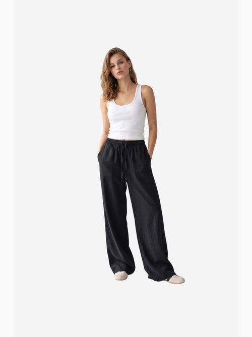Pantalon palazzo à jambe large en tencel mixray - Kiabi Pantalon palazzo à jambe large en tencel mixray - Kiabi