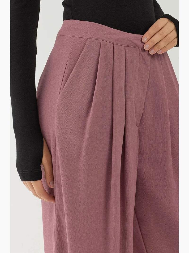 Pantalon palazzo à jambes larges et plissées hiccup Violet foncé - Kiabi