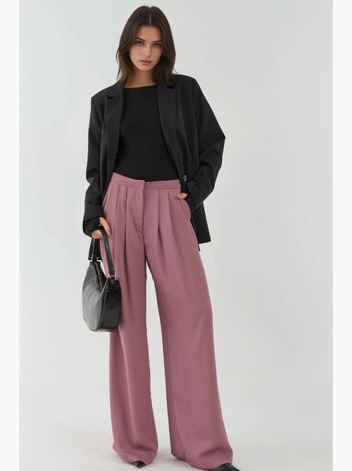 Pantalon palazzo à jambes larges et plissées hiccup - Kiabi Pantalon palazzo à jambes larges et plissées hiccup - Kiabi