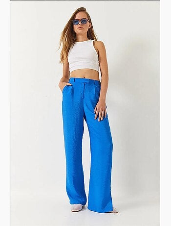 Pantalon palazzo à jambes larges et poches fendues lucci