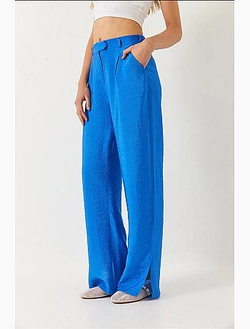 Pantalon palazzo à jambes larges et poches fendues lucci