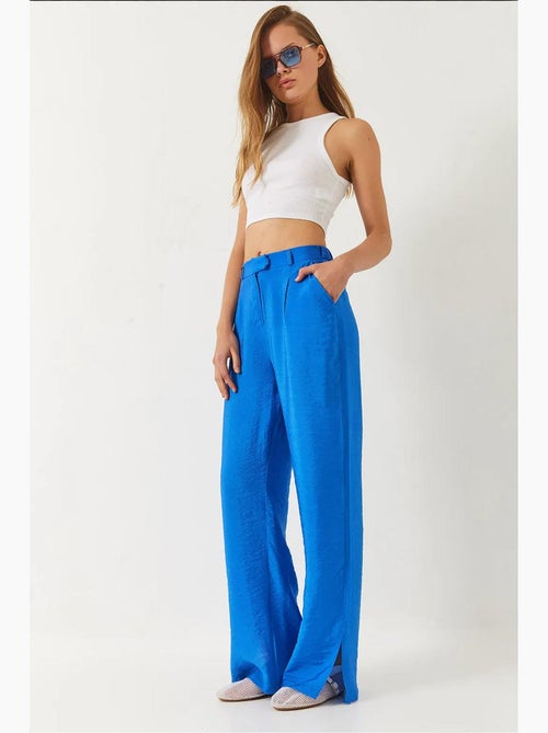 Pantalon palazzo à jambes larges et poches fendues lucci - Kiabi Pantalon palazzo à jambes larges et poches fendues lucci - Kiabi