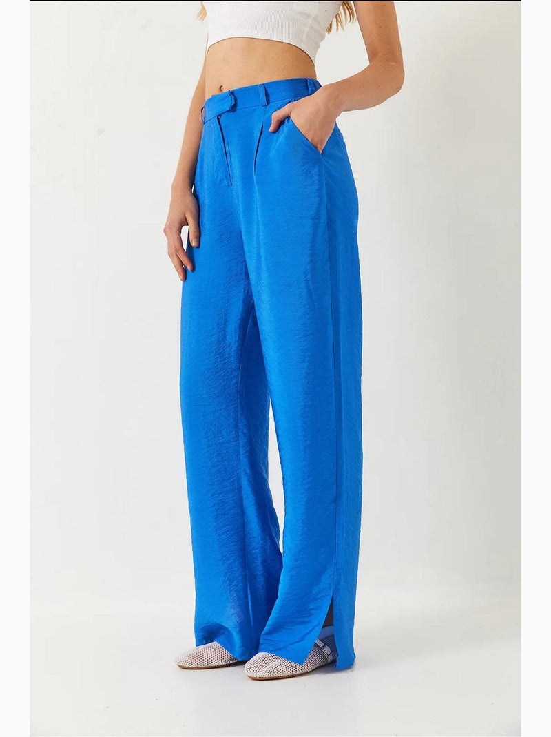Pantalon palazzo à jambes larges et poches fendues lucci Bleu électrique - Kiabi